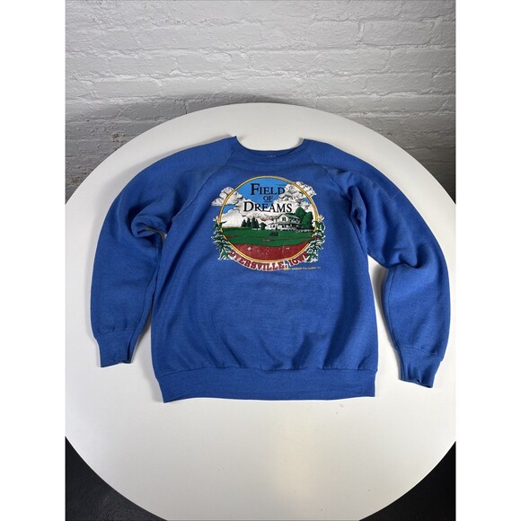 Vintage 90's Field of Dreams Baseball Movie Promo Raglan Sweatshirt Blue XL - Picture 1 of 9